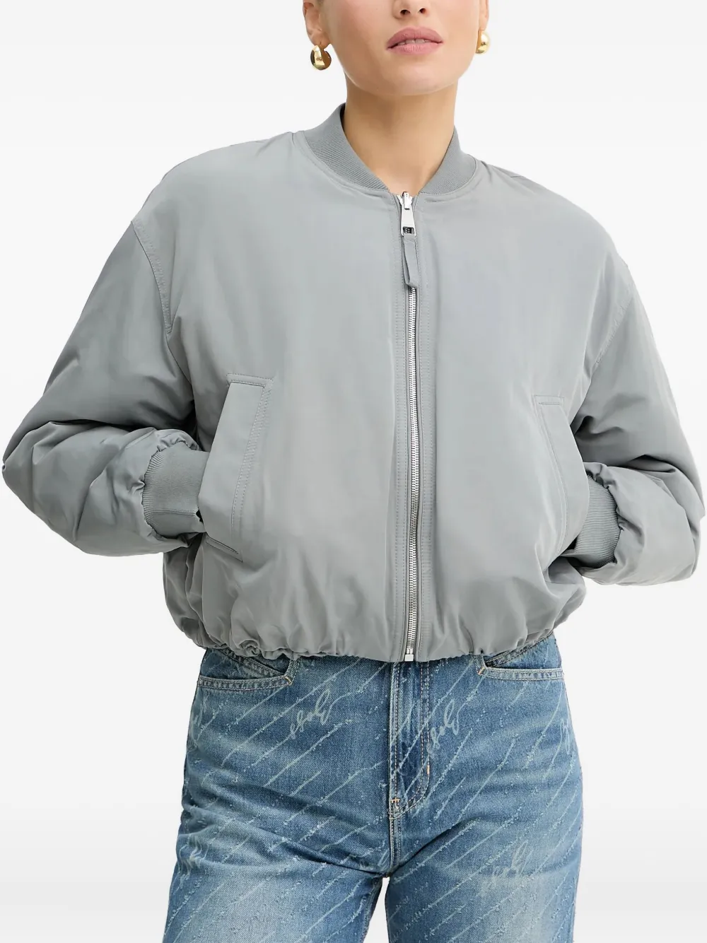 BOSS padded zip-up bomber jacket Blauw