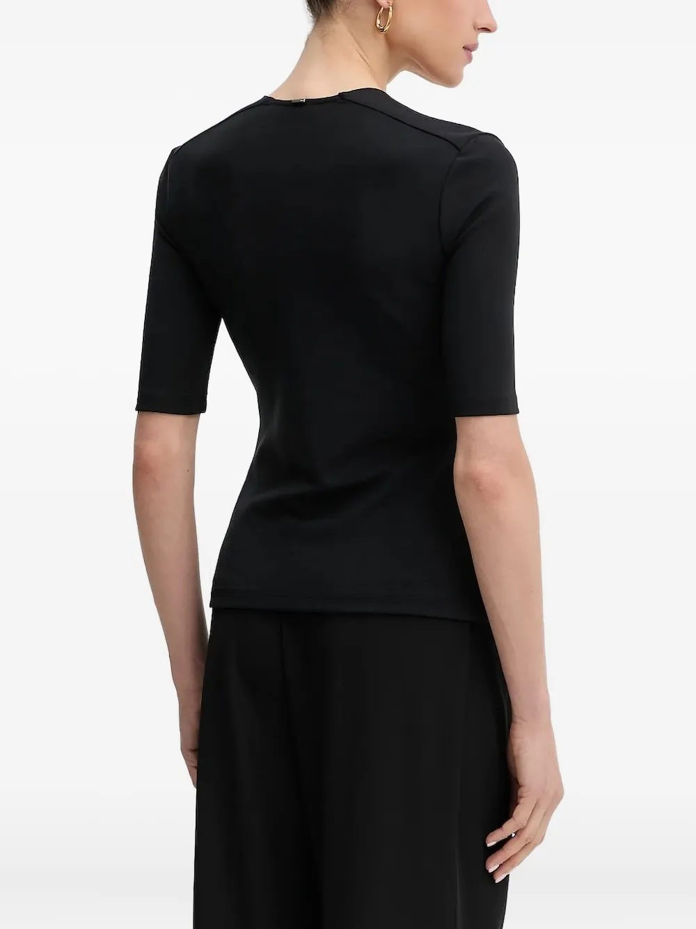 BOSS square-neck short-sleeve top - Zwart