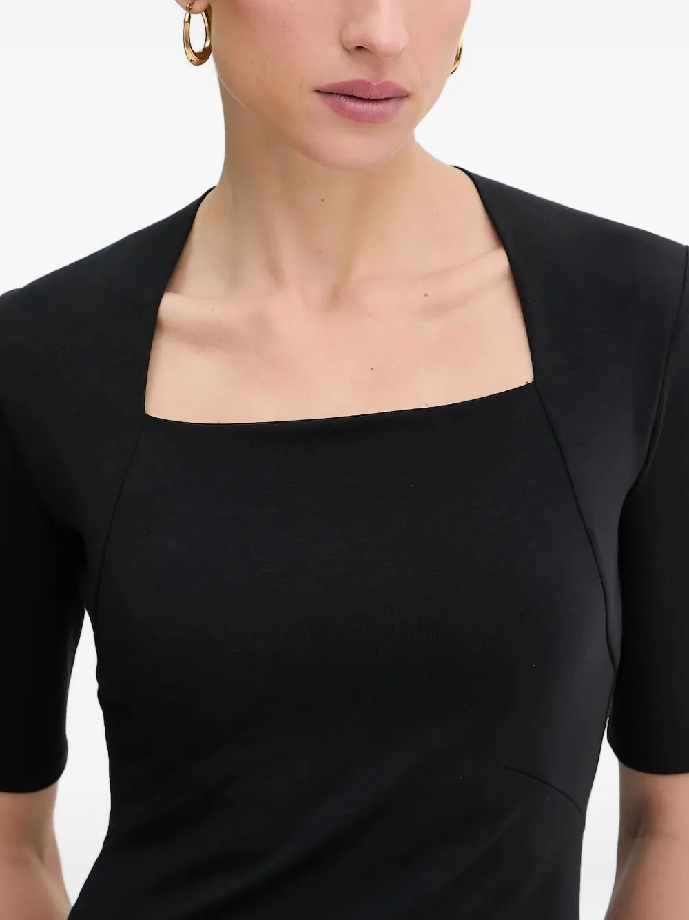 Hugo Boss Square-neck Short-sleeve Top In Burgundy