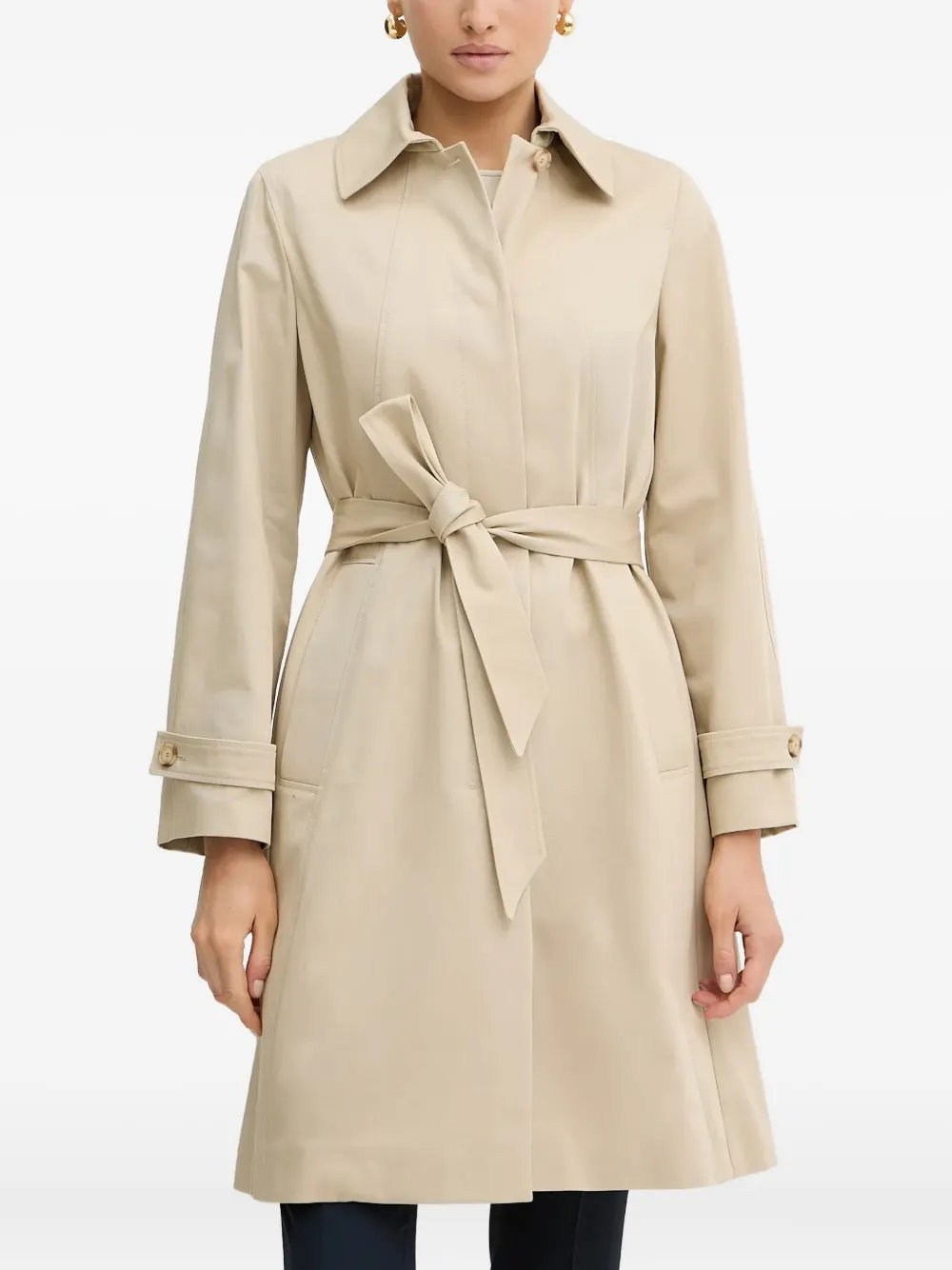 Hugo Boss Belted Trench Coat In Neutral