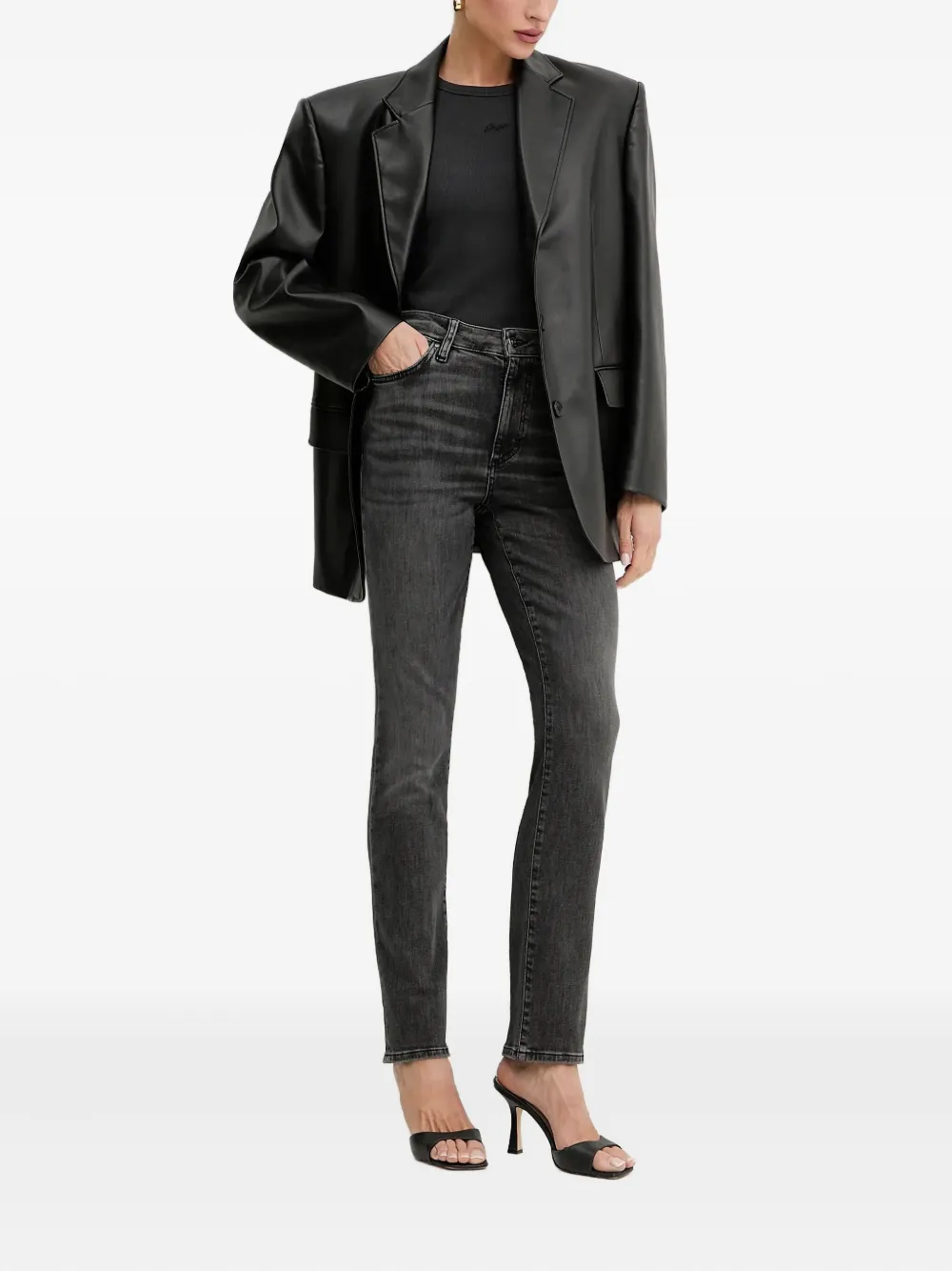 Hugo Boss Logo-patch Jeans In Gray
