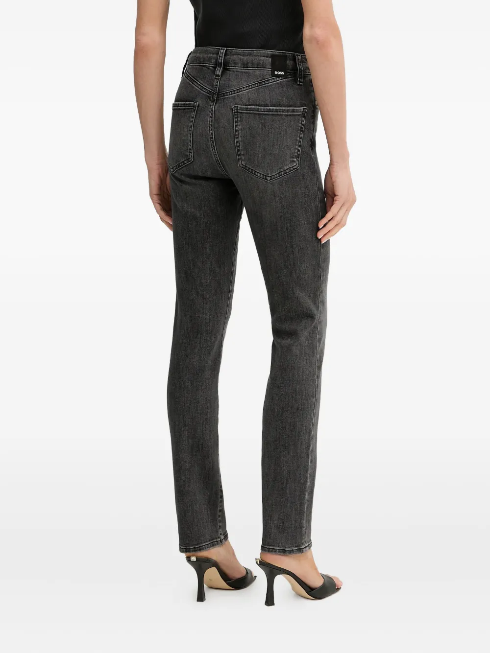 Hugo Boss Logo-patch Jeans In Gray
