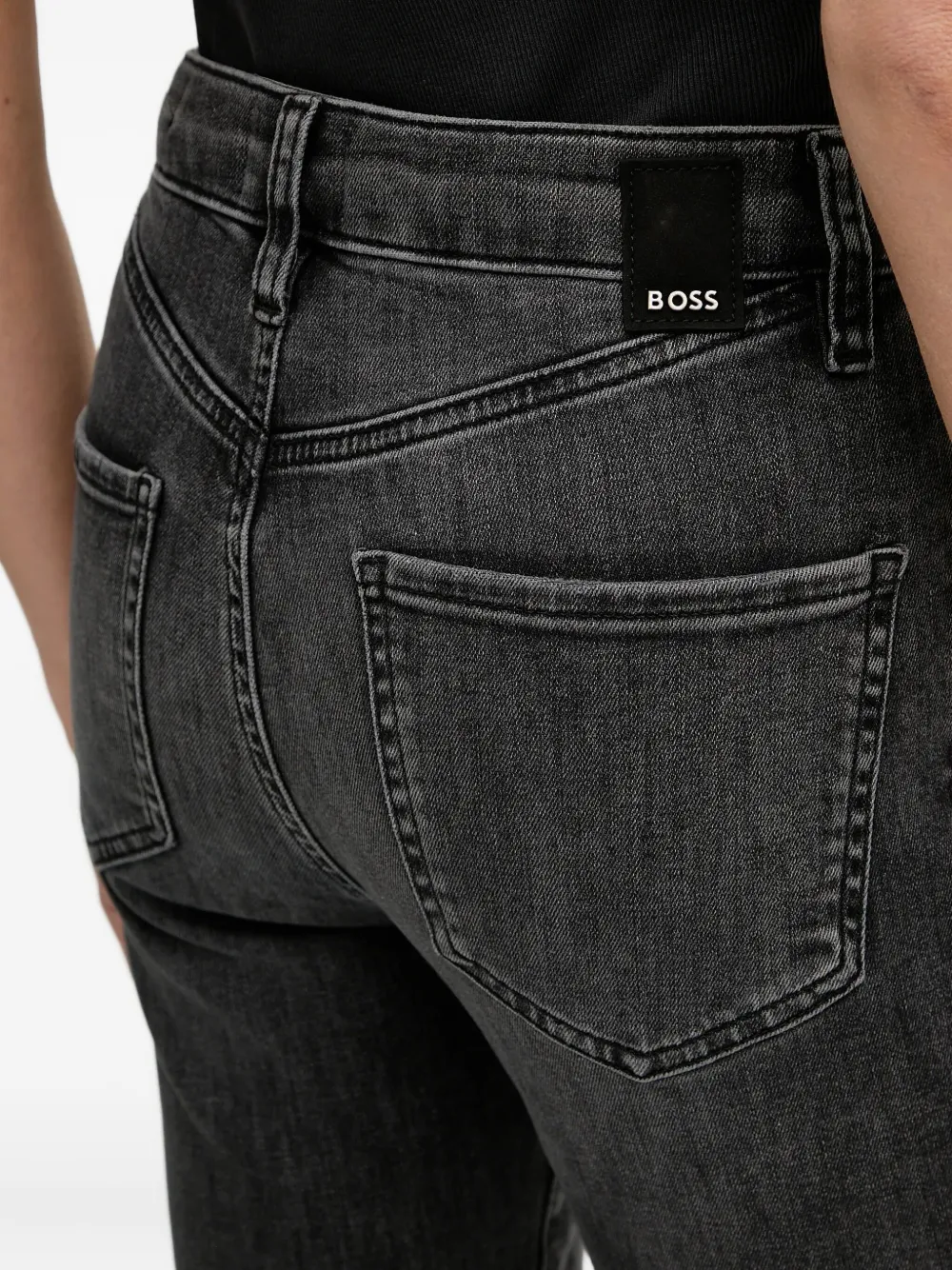 Hugo Boss Logo-patch Jeans In Gray