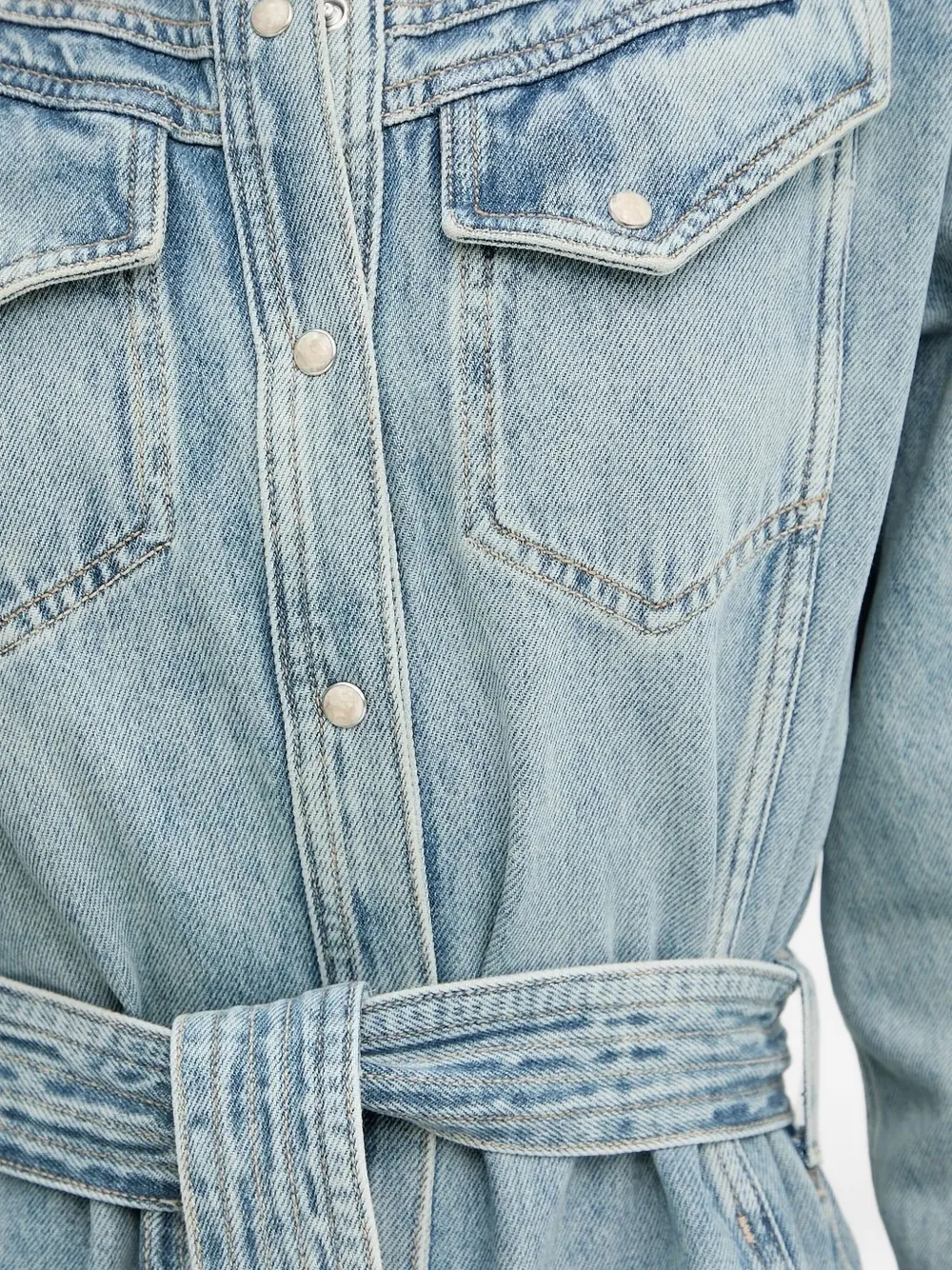 BOSS Denim blousejurk met ceintuur Blauw
