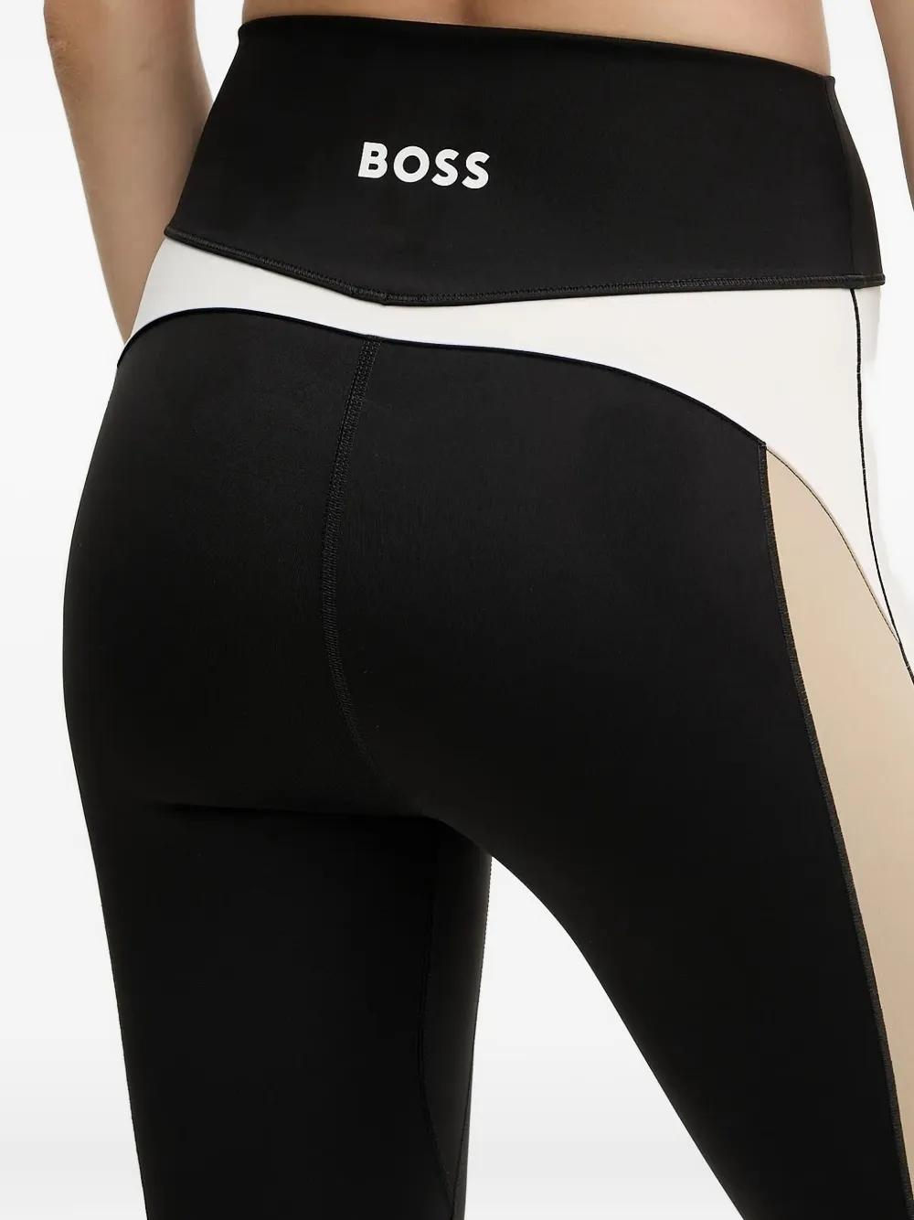 Hugo Boss Colour-block Panelled Leggings In Black