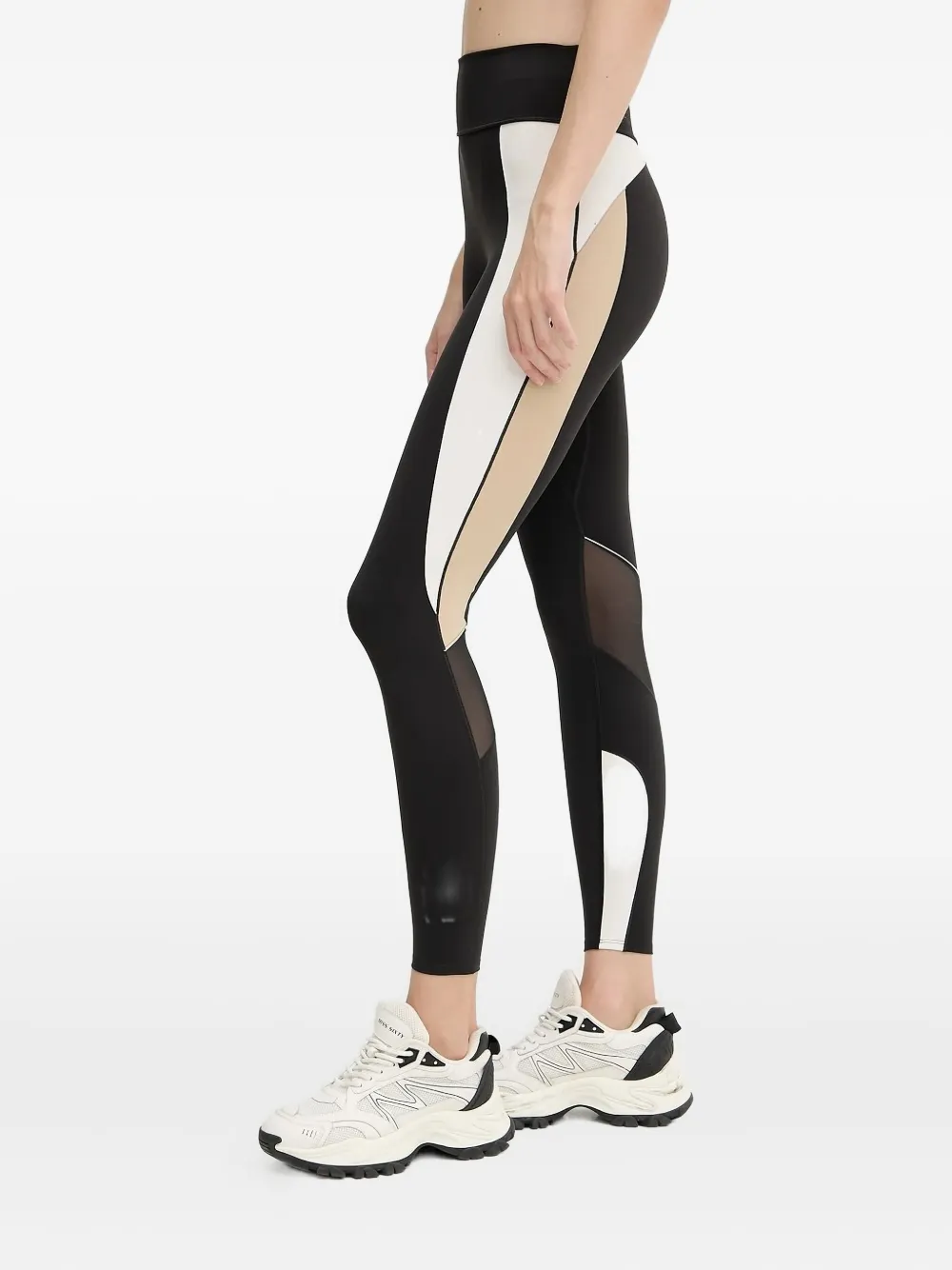 Hugo Boss Colour-block Panelled Leggings In Black