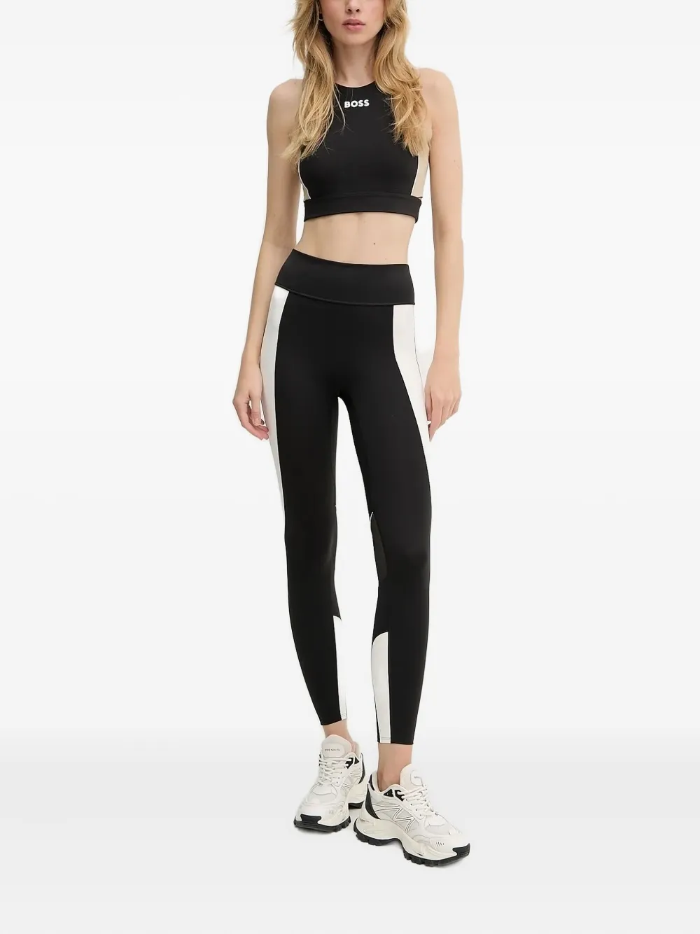 Hugo Boss Colour-block Panelled Leggings In Black