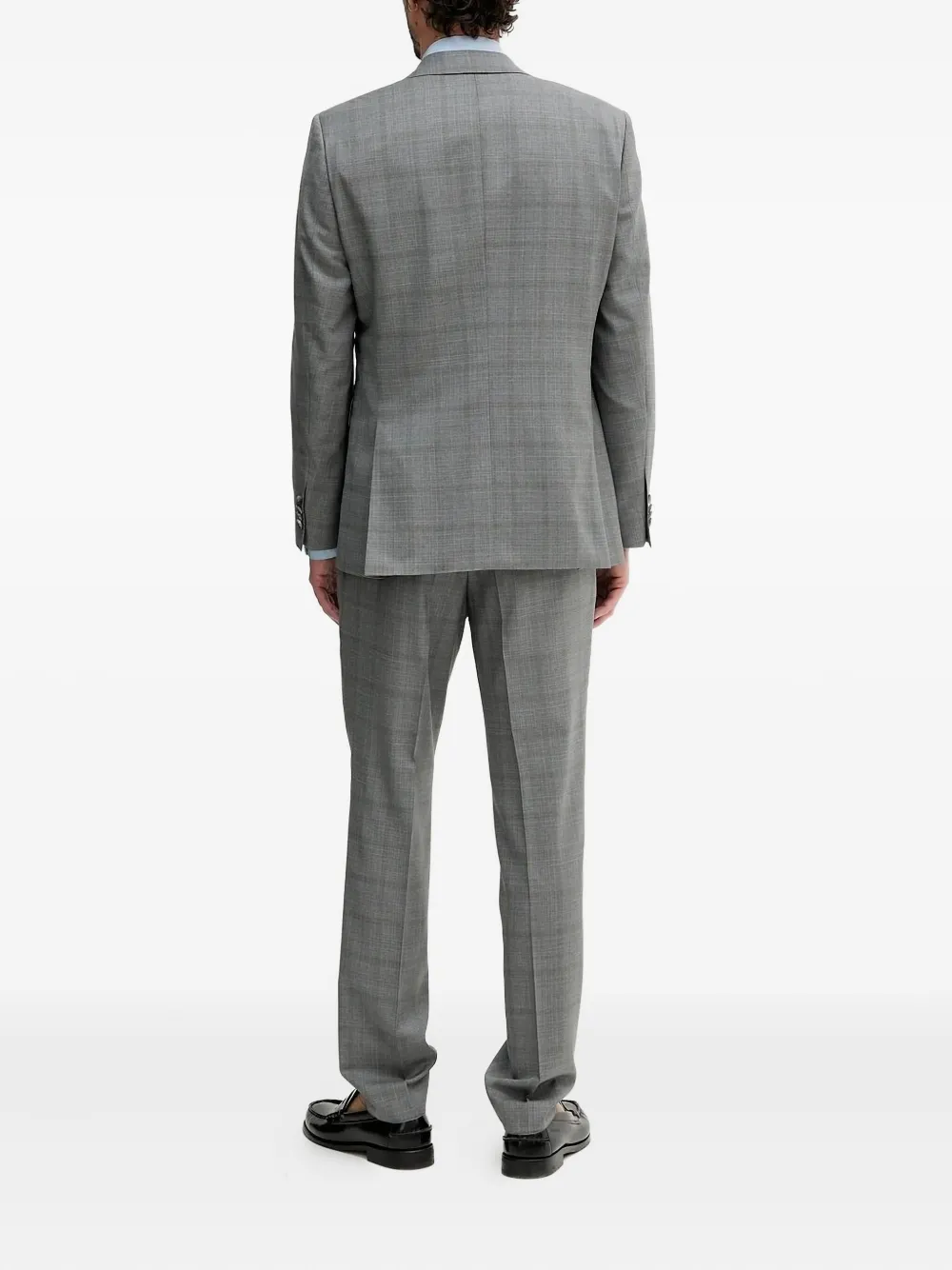 BOSS checked wool suit Grijs