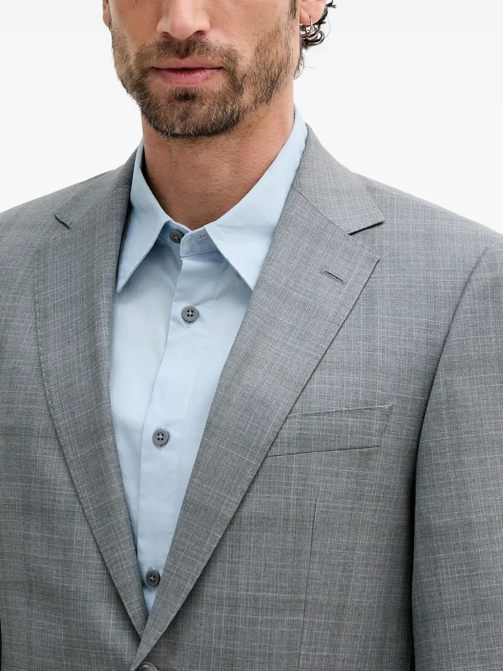 BOSS checked wool suit Grijs