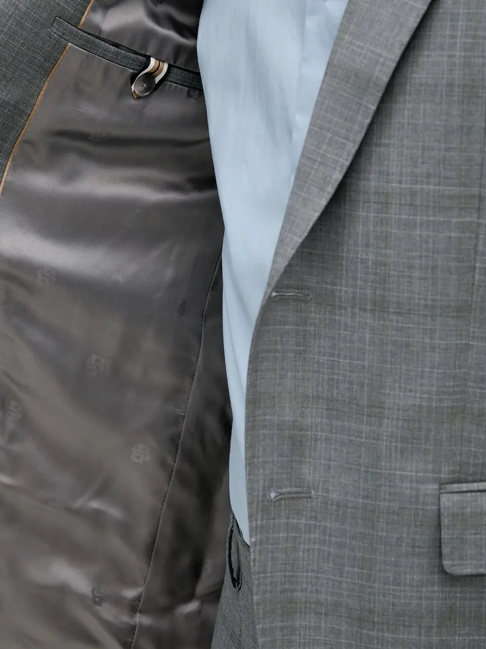 BOSS checked wool suit Grijs