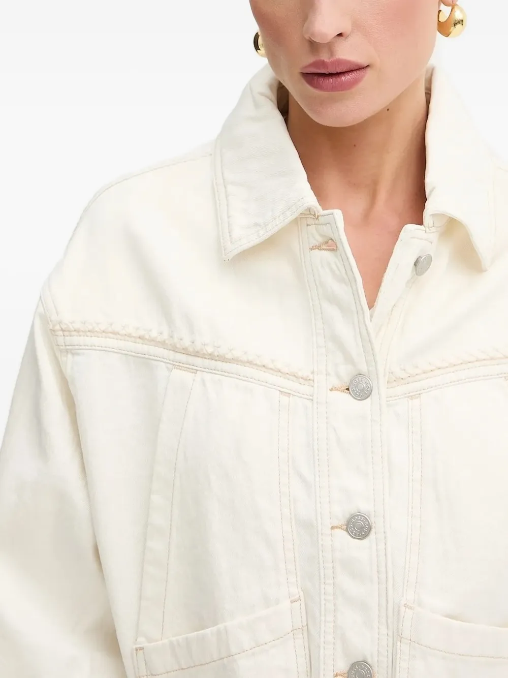 BOSS Denim jack met trekkoord Beige