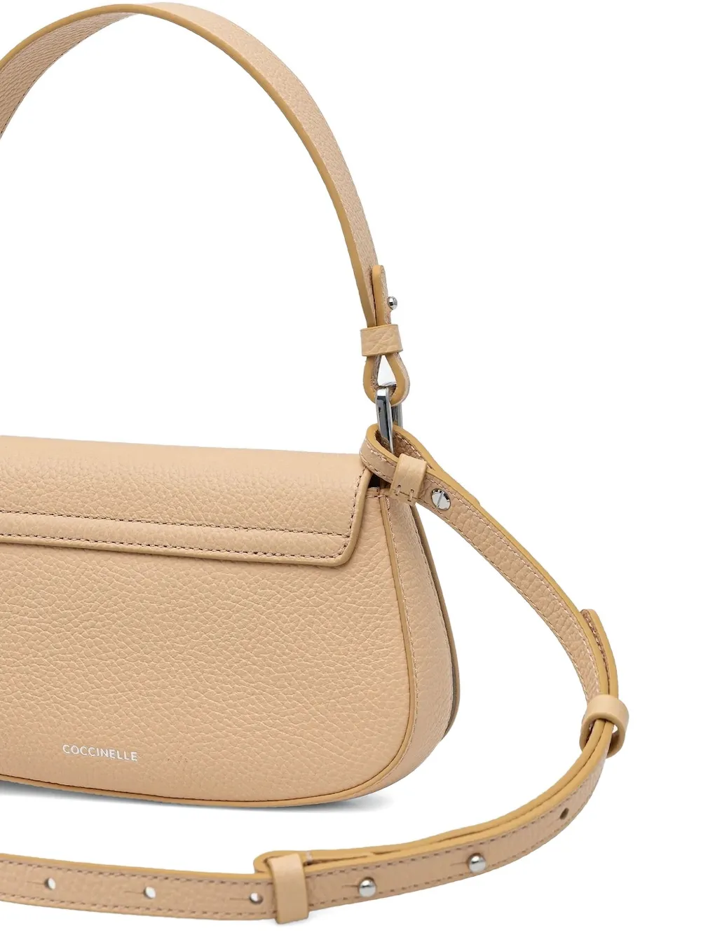 Coccinelle maxi Myrtha embossed-logo leather shoulder bag - Beige