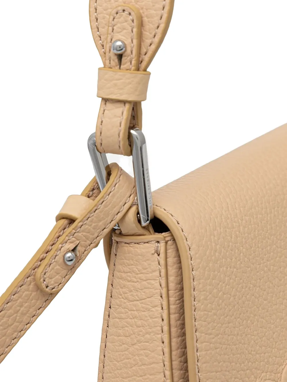 Coccinelle maxi Myrtha embossed-logo leather shoulder bag Beige