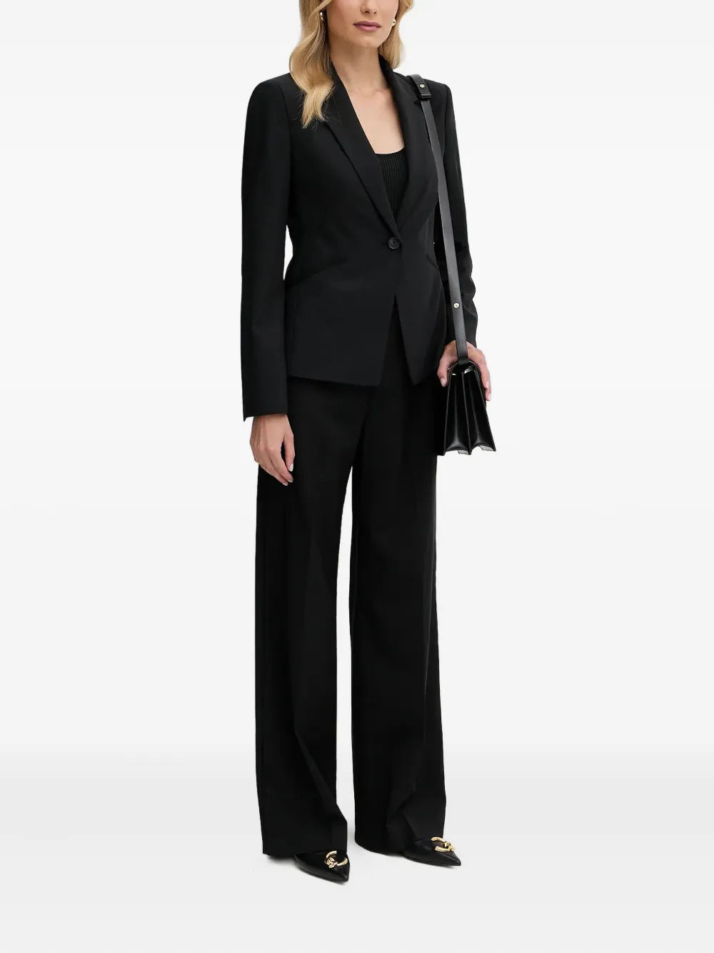 BOSS Blazer met enkele rij knopen Zwart