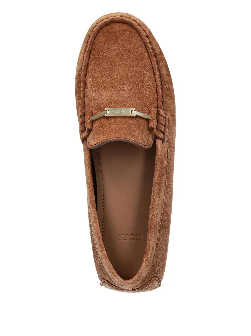 BOSS logo-detail suede loafers Brown