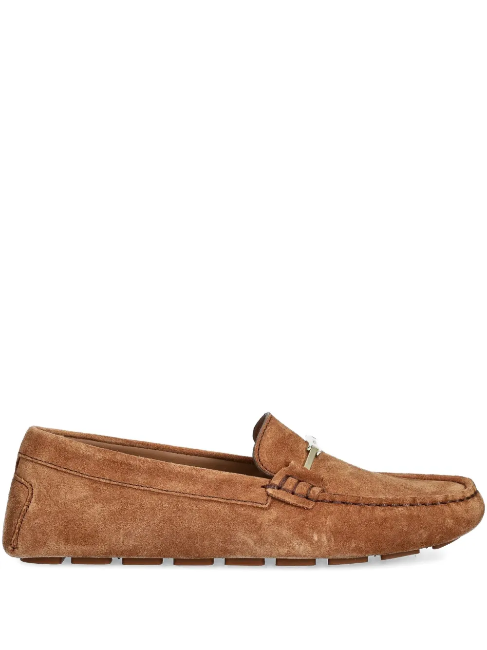 Hugo Boss Logo-detail Suede Loafers In Brown