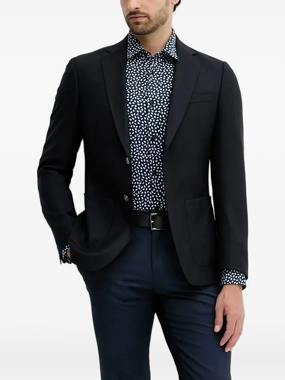 Hugo Boss Abstract-print Shirt In Blue