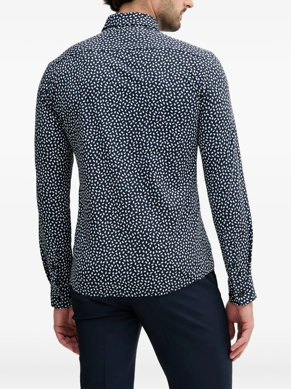 BOSS Overhemd met abstracte print - Blauw