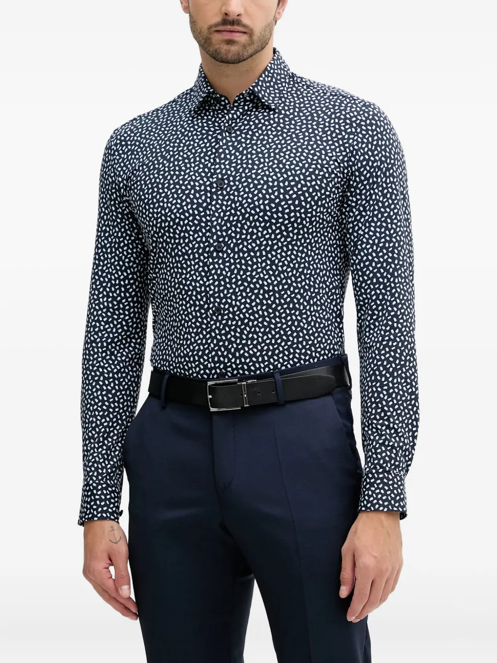 BOSS abstract-print shirt | Blue | Image 1