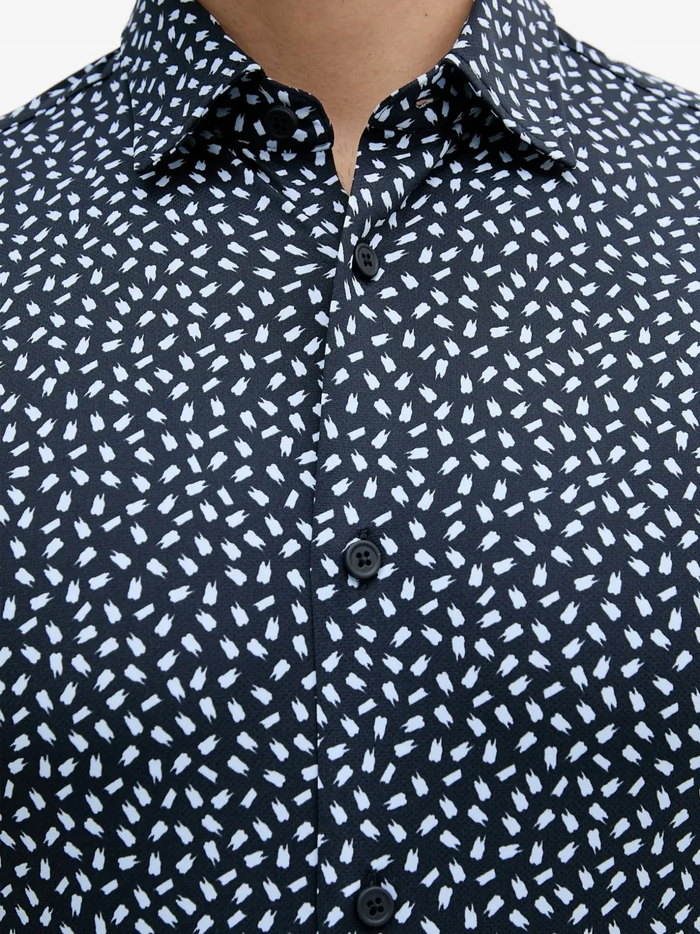 BOSS Overhemd met abstracte print Blauw