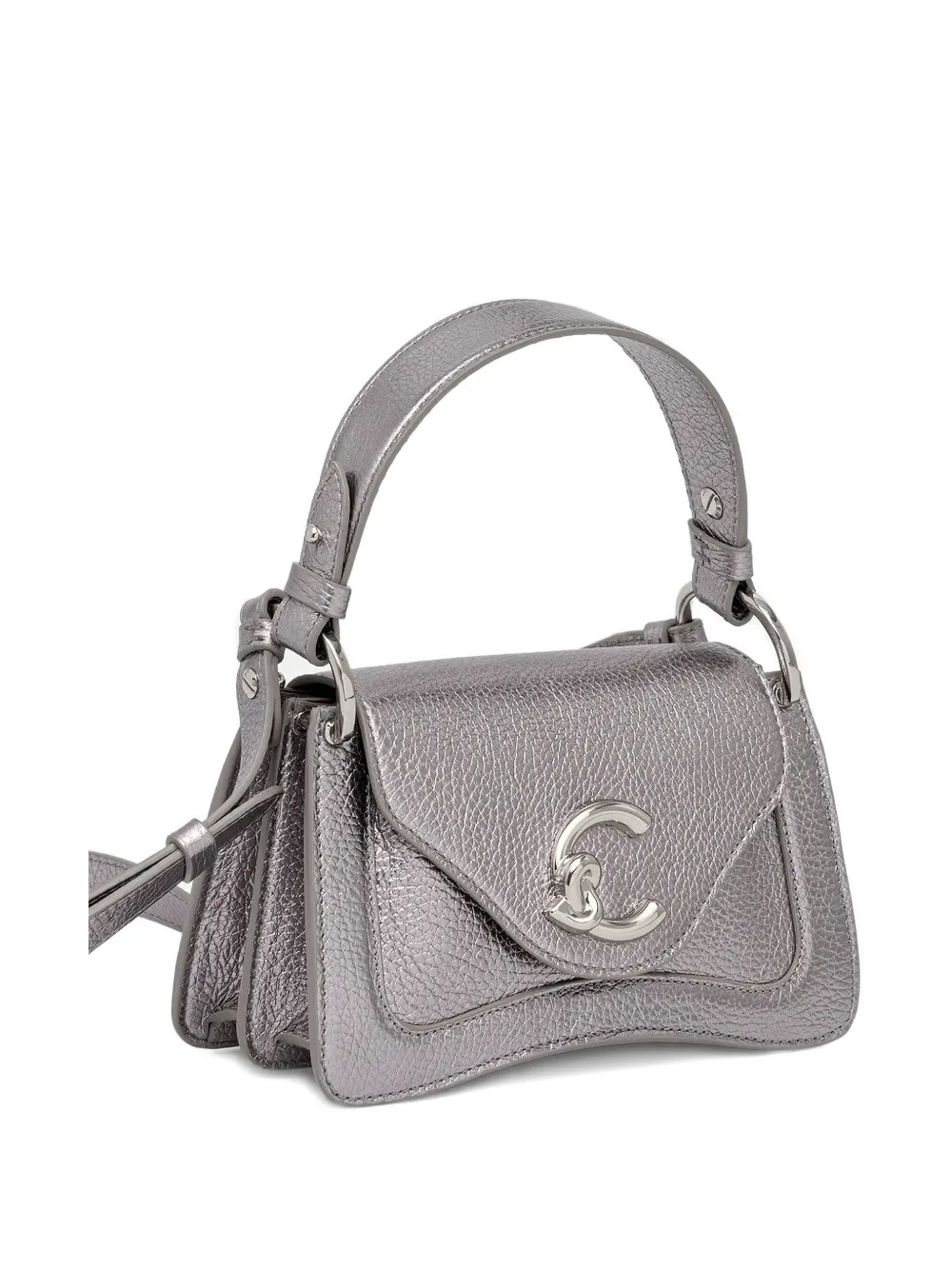 Coccinelle Mini C-me Leather Tote Bag In Gray