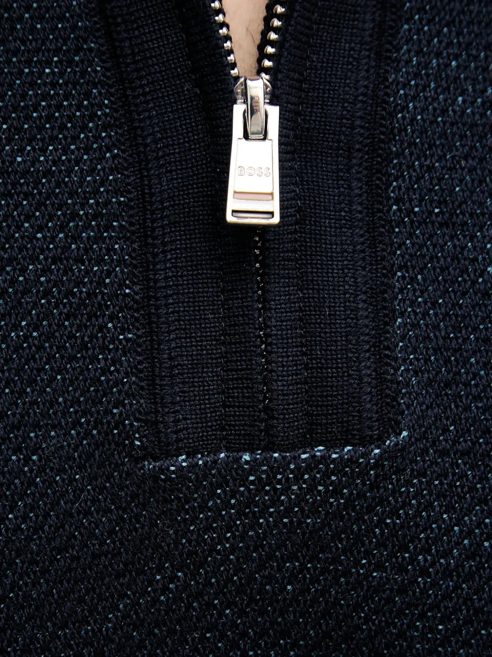 BOSS Trui met halve rits Blauw