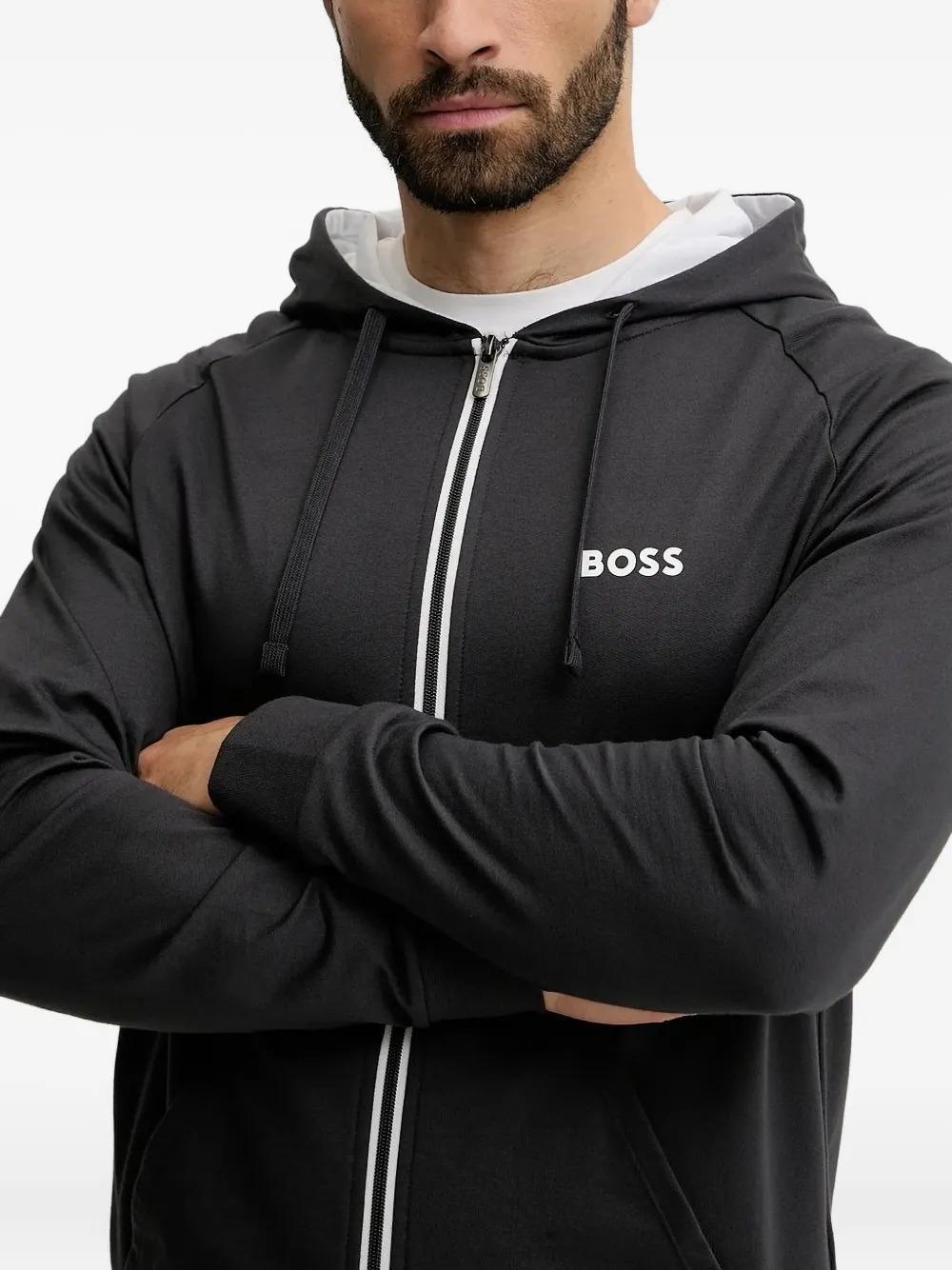 BOSS zip-up hoodie | Black | Image 1