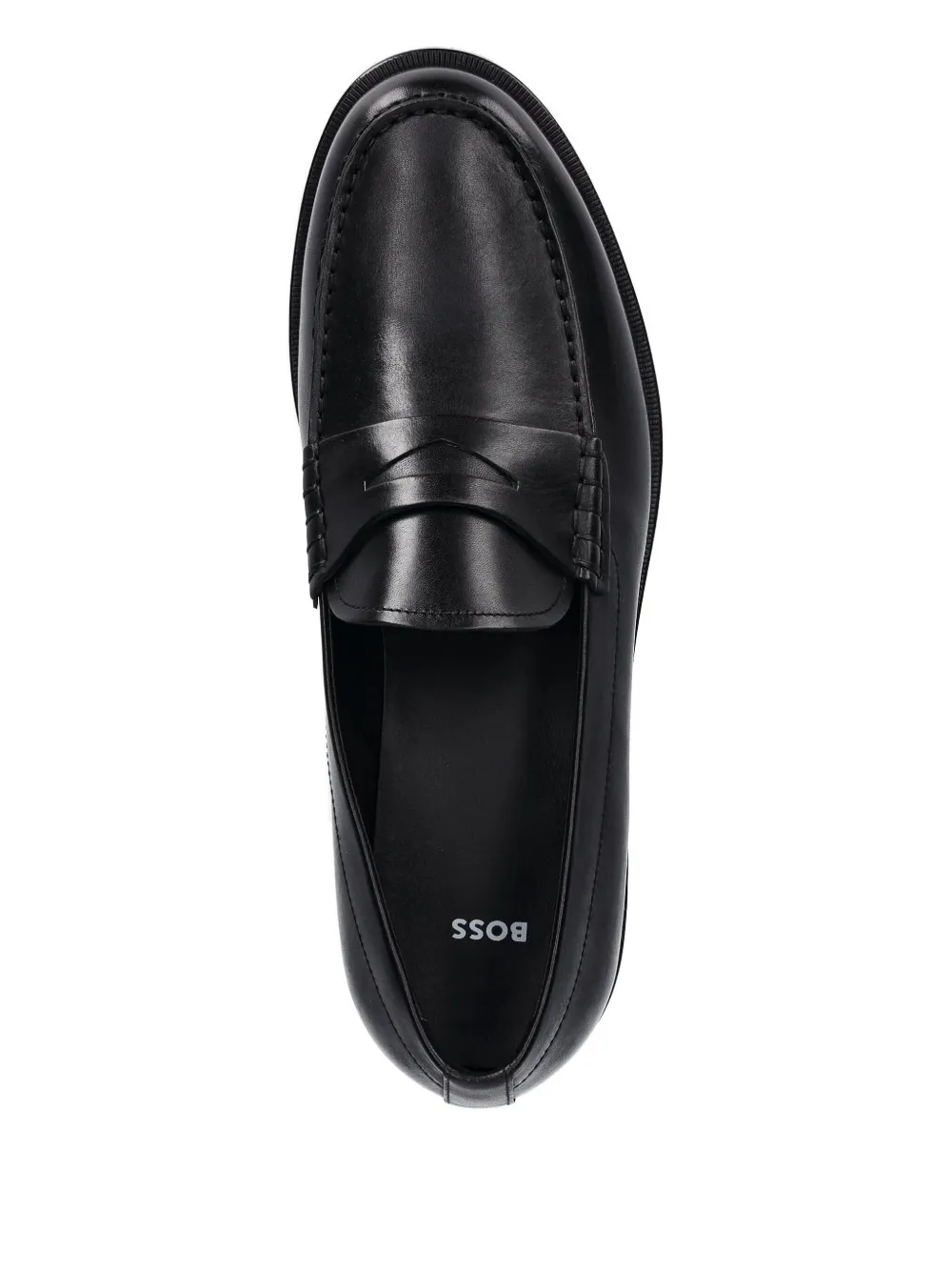 BOSS leather penny loafers Black