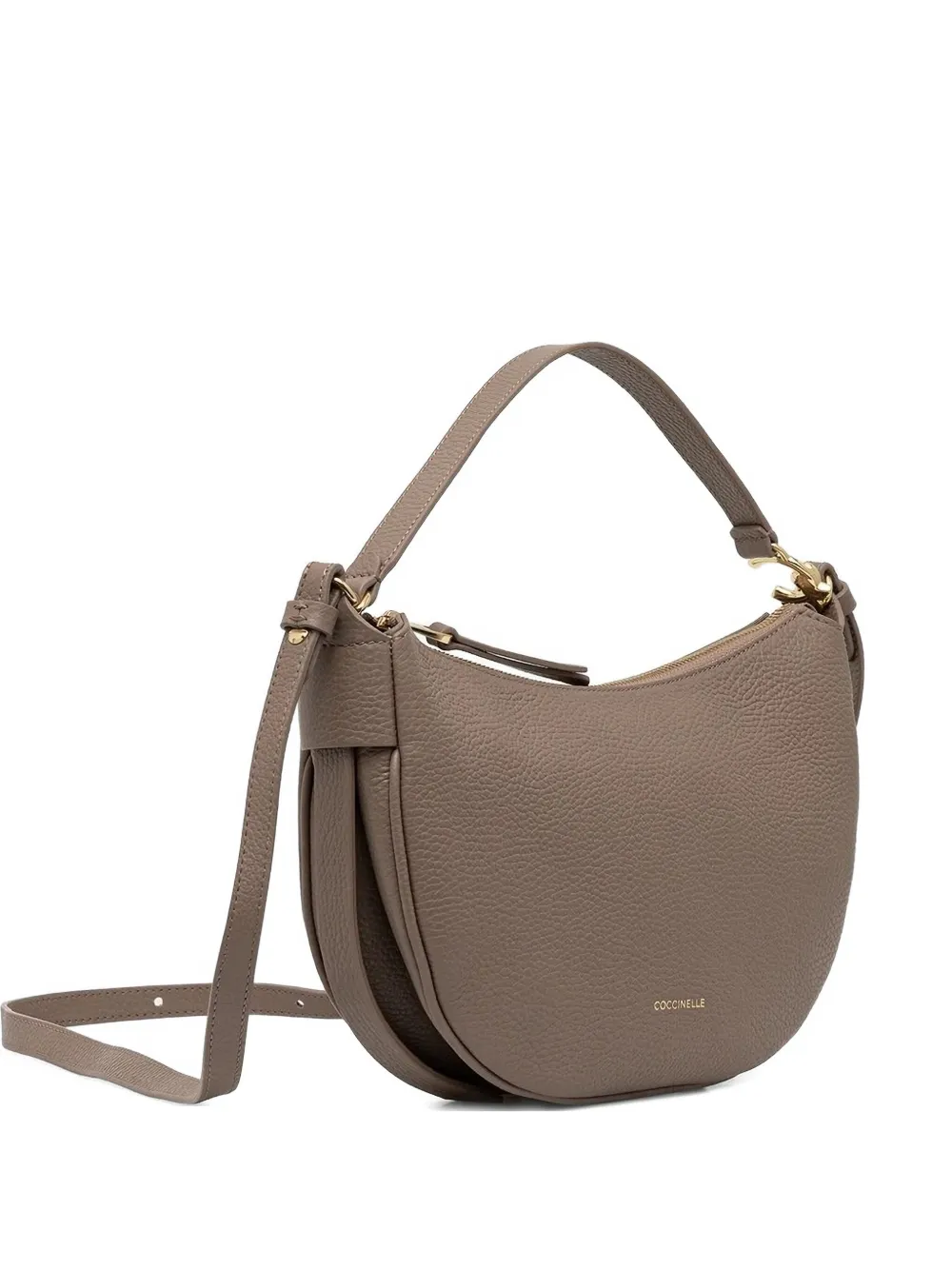 Coccinelle C-Easy curved zip-top tote bag Bruin