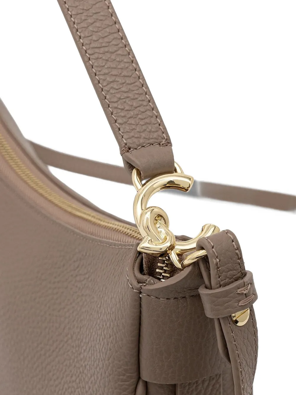 Coccinelle C-Easy curved zip-top tote bag Bruin