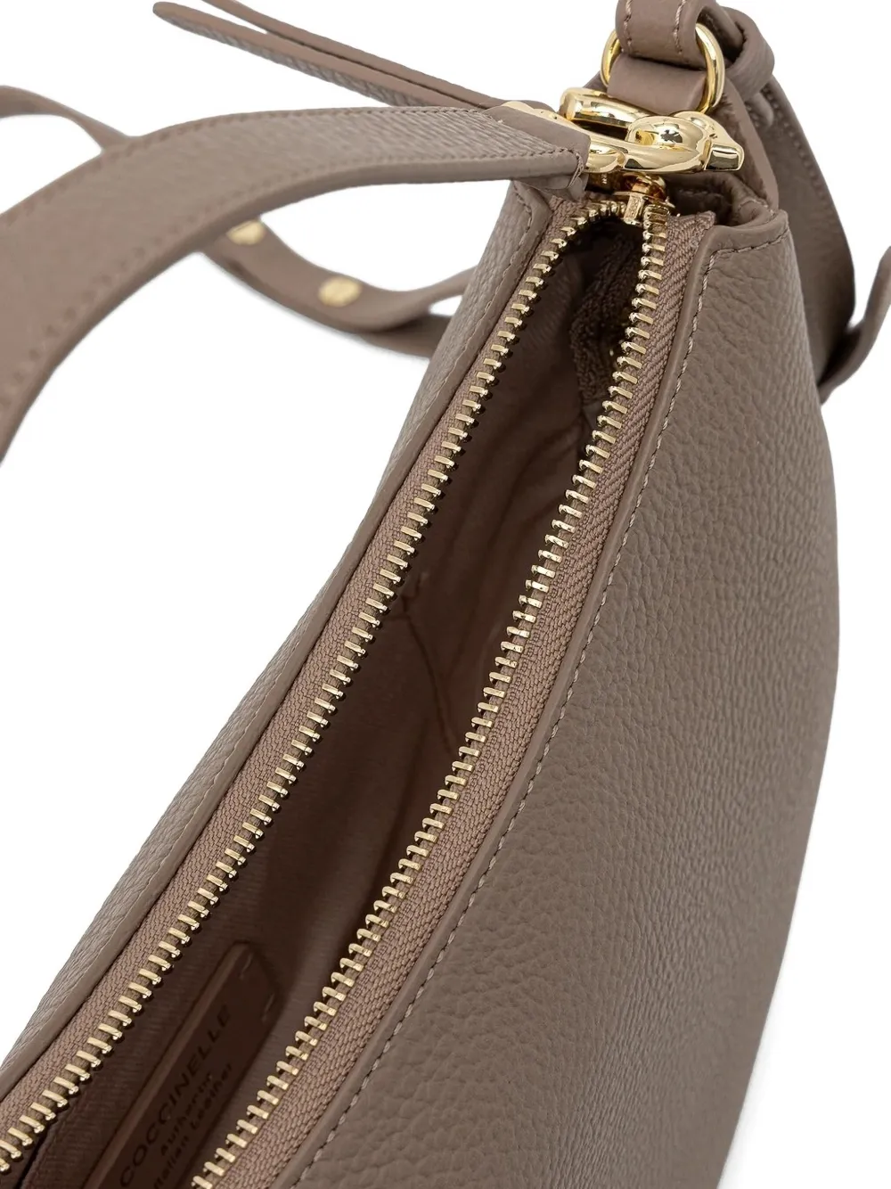 Coccinelle C-Easy curved zip-top tote bag Bruin