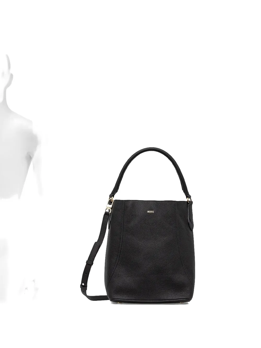 BOSS medium leather bucket bag | Black | Image 1