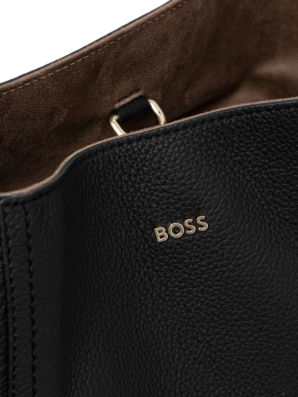 BOSS Leren bucket-tas Zwart