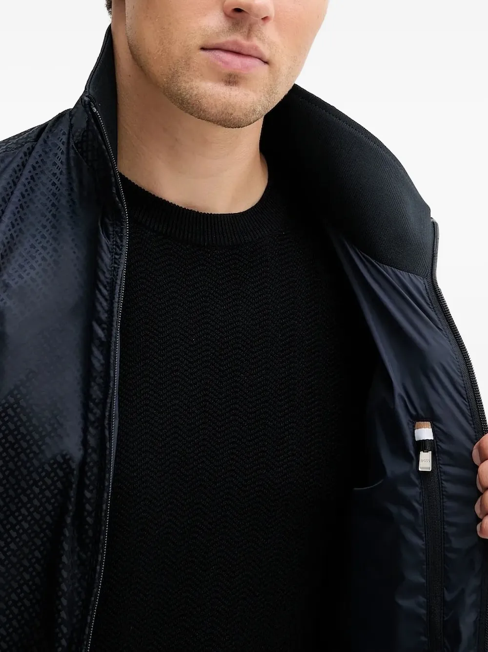 BOSS logo zip-fastening jacket Blauw
