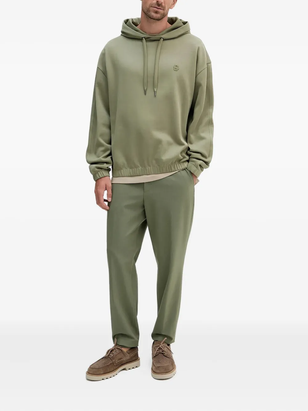 BOSS Stevens hoodie met geborduurd logo en trekkoord Groen