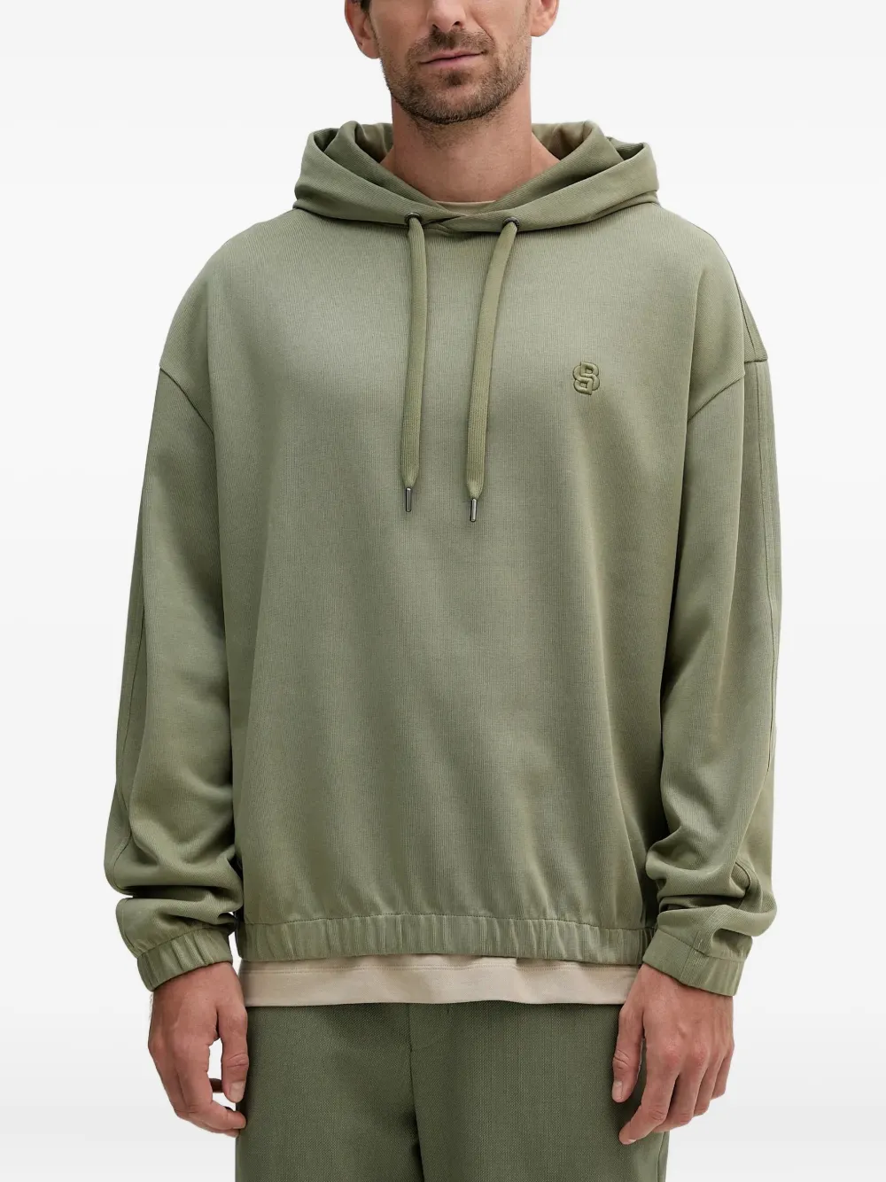 BOSS Stevens hoodie met geborduurd logo en trekkoord Groen