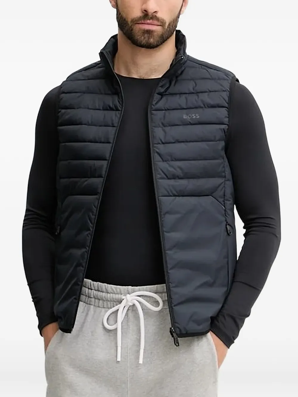 BOSS quilted gilet Blauw