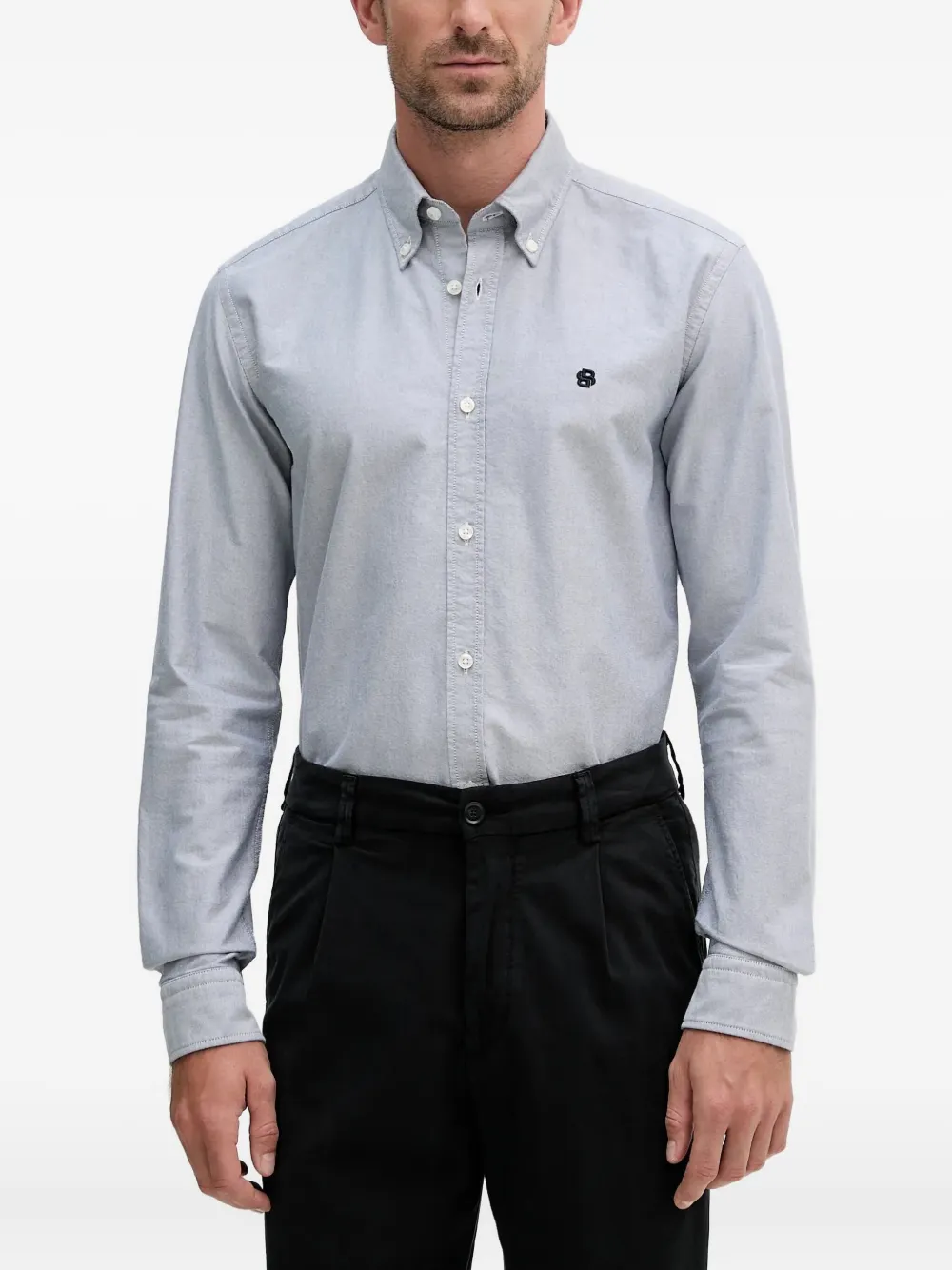 BOSS Oxford overhemd met logo Blauw