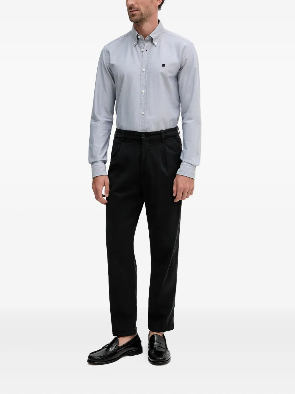 BOSS oxford-cloth logo shirt - Blauw