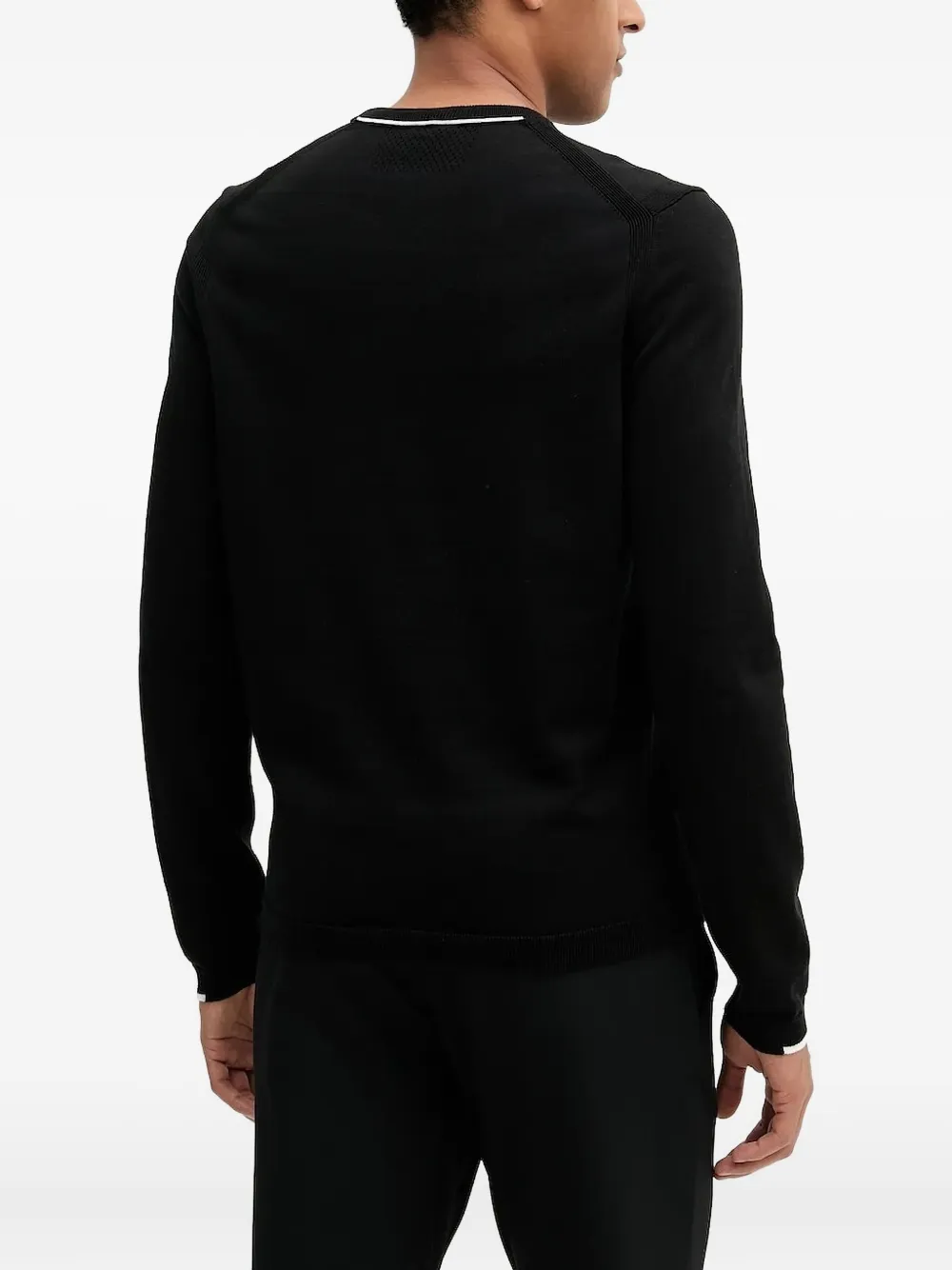 BOSS Trui met ronde hals en logodetail - Zwart