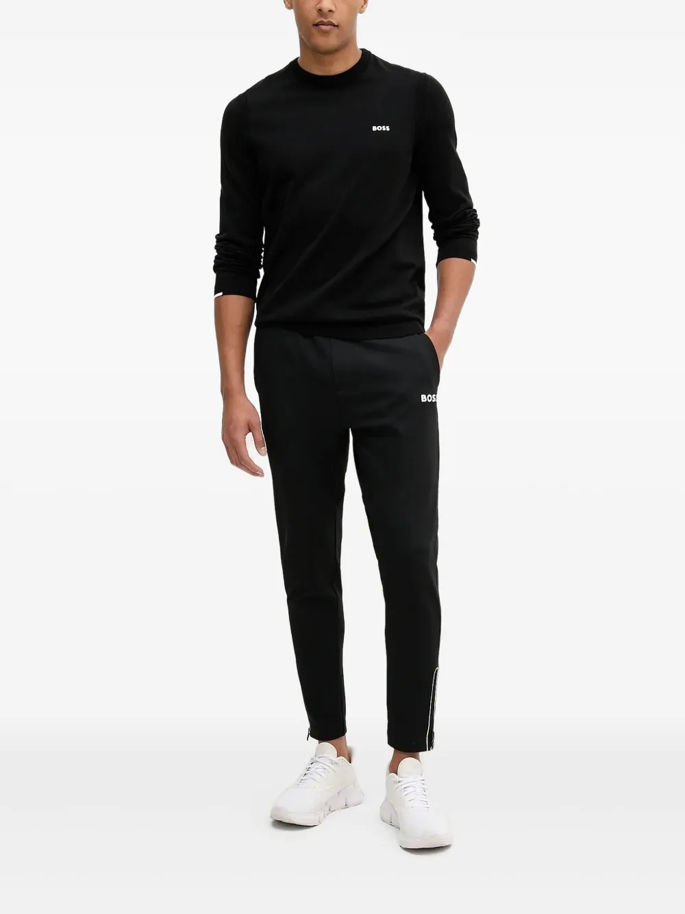 BOSS pull à détail de logo | noir | Image 1