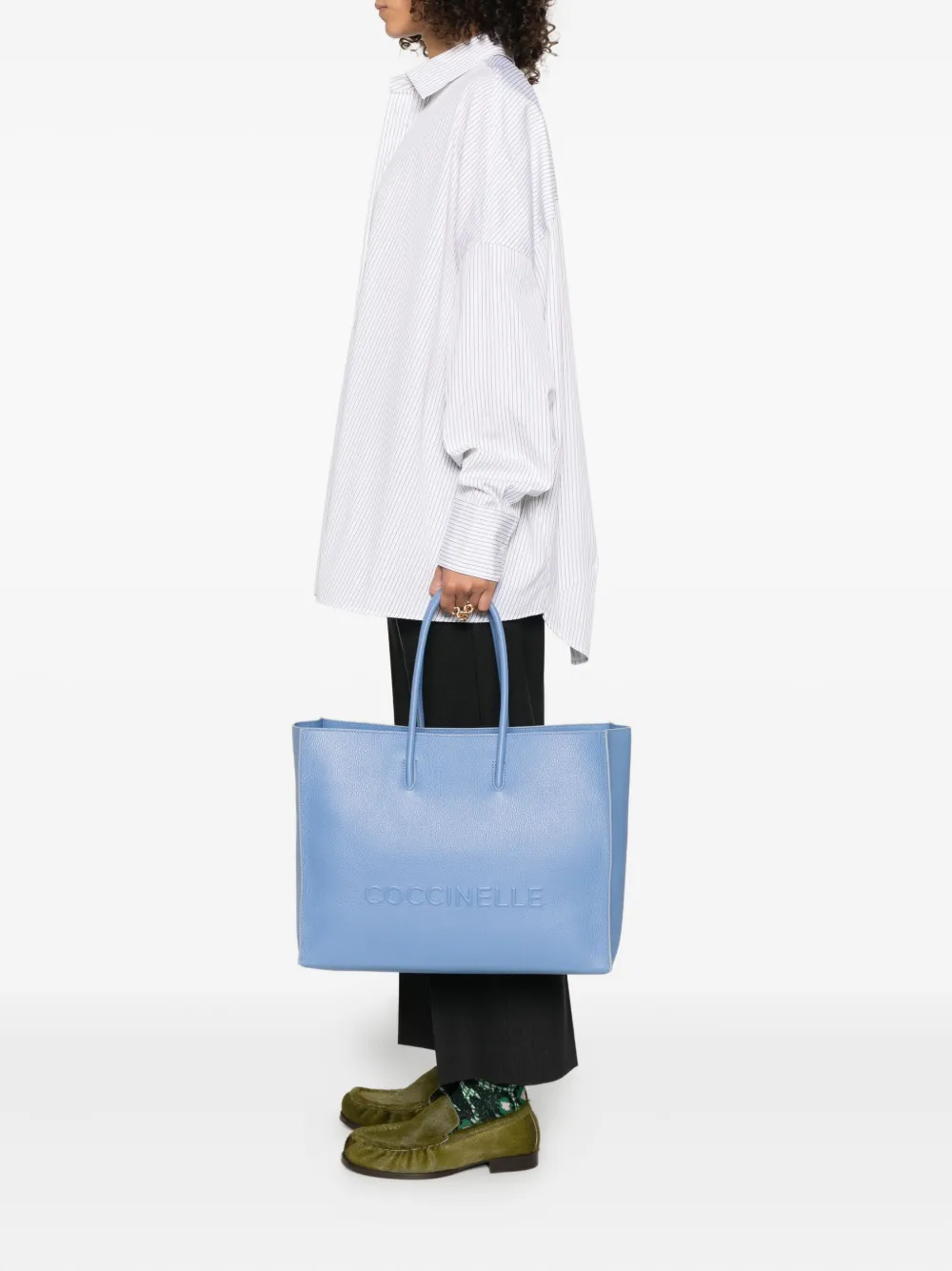 Coccinelle Myrtha medium shopper met logo-reliëf - Blauw