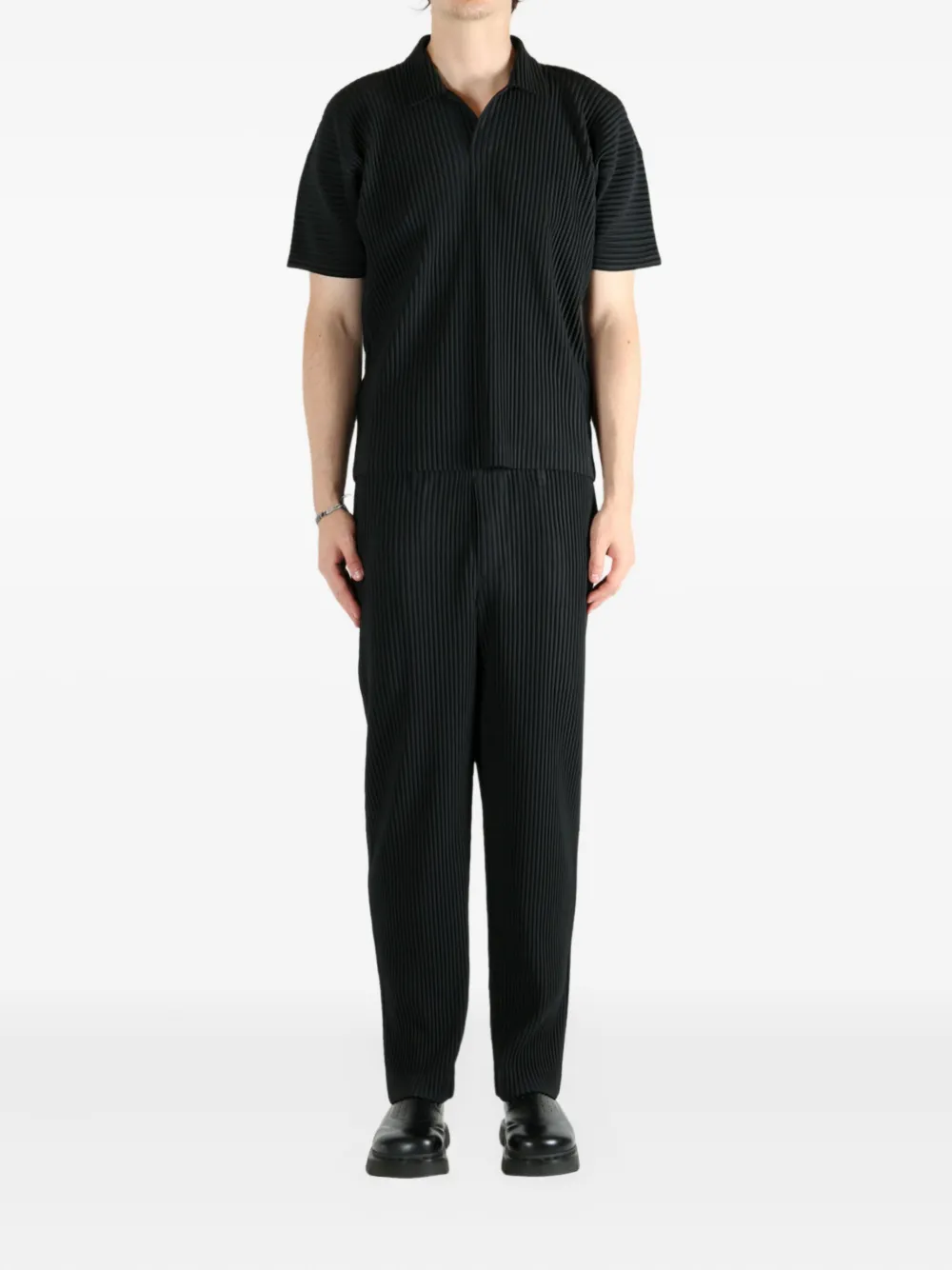 Homme Plissé Issey Miyake pleated T-shirt - Zwart