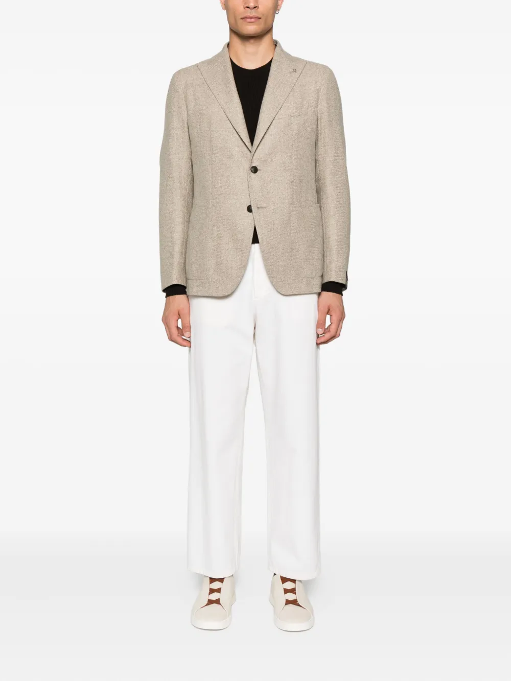 Tagliatore two-button patch-pocket blazer Beige