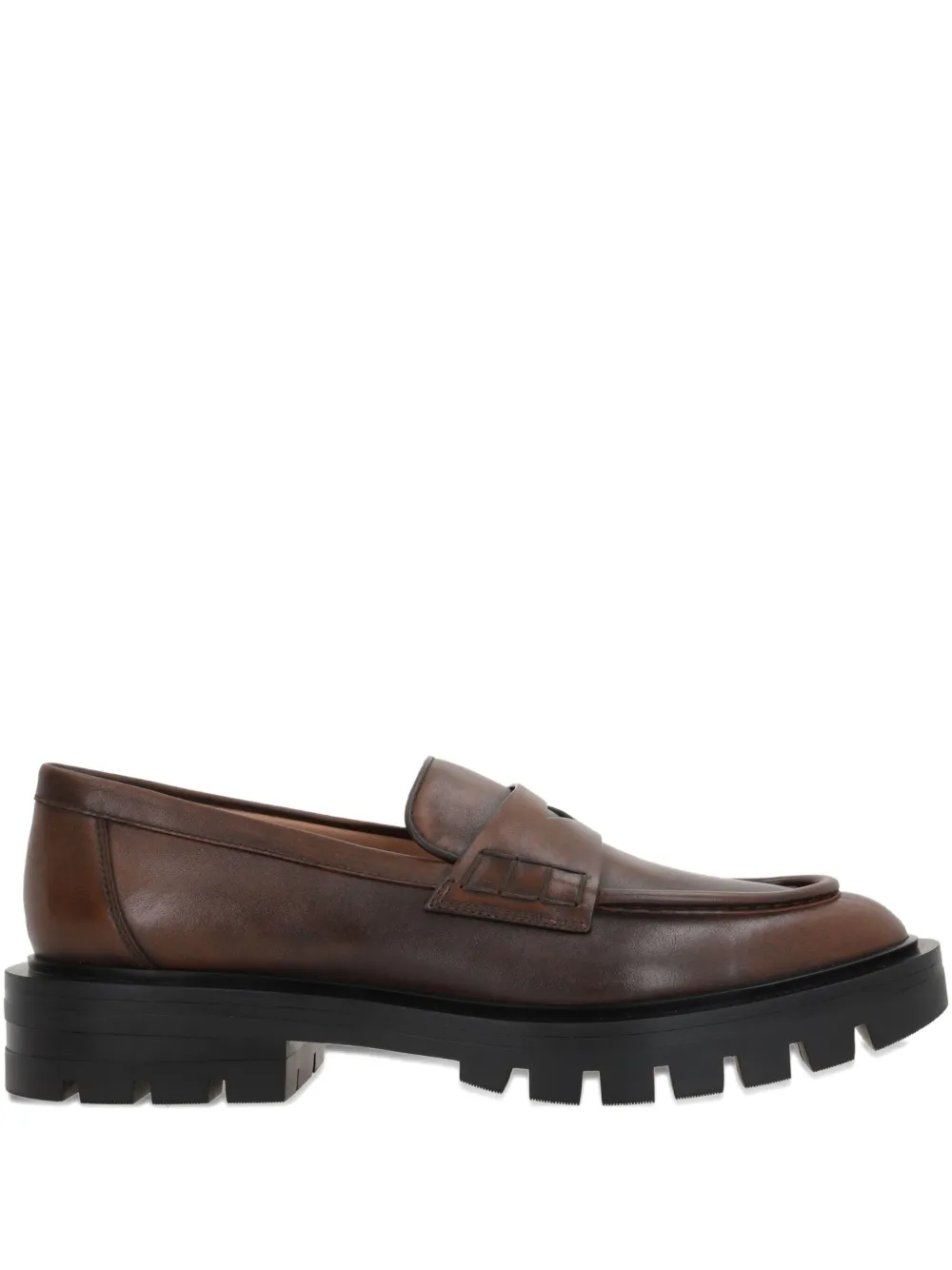 Santoni leather penny loafers Brown