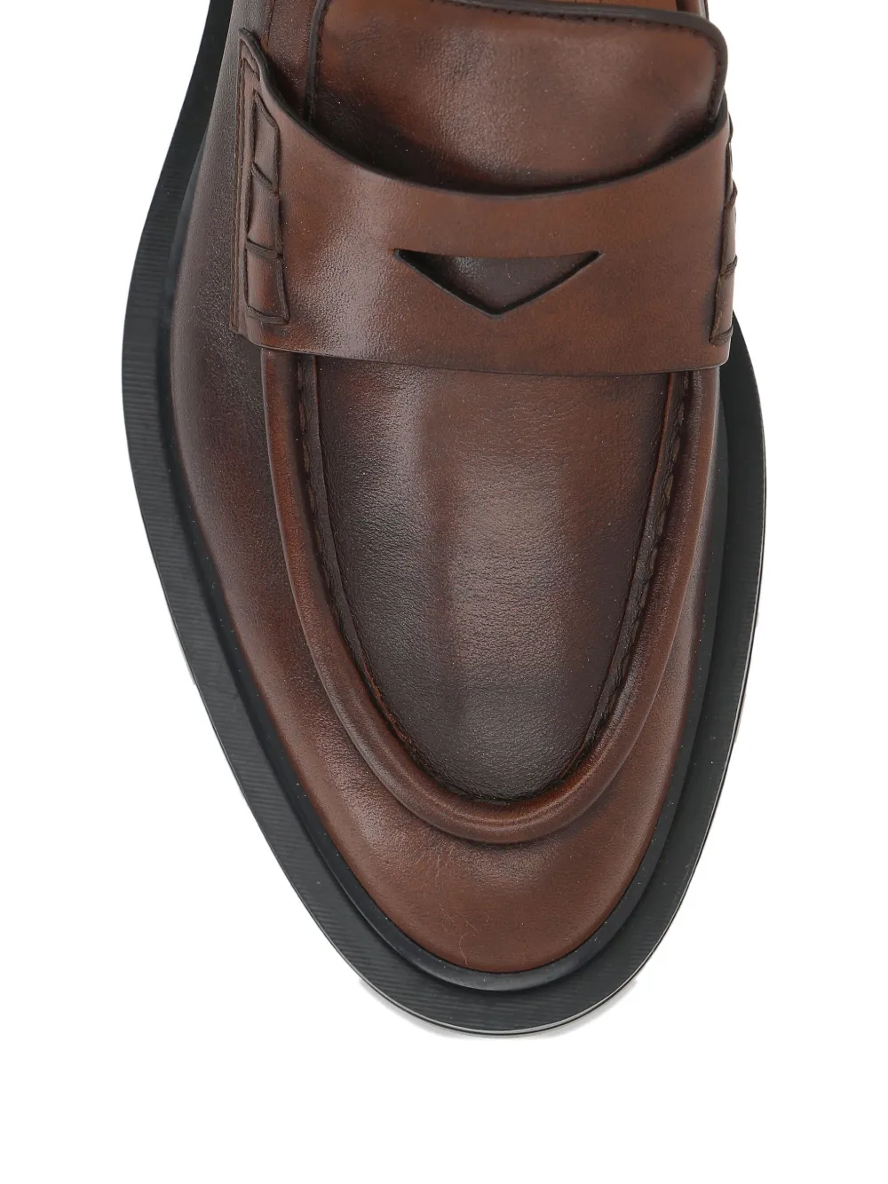 Santoni leather penny loafers Brown