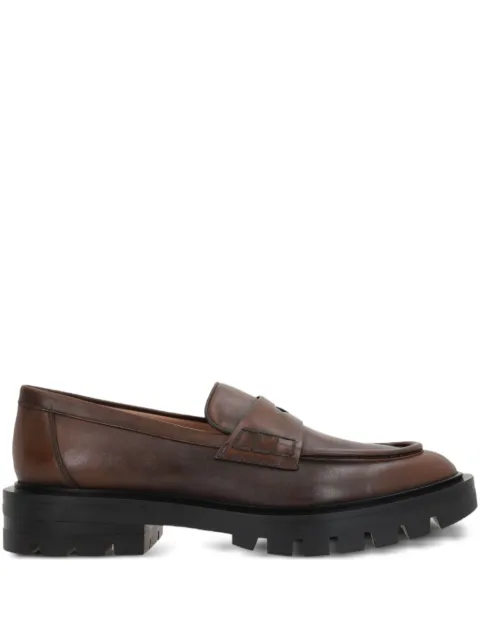 Santoni leather penny loafers