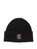 MSGM ribbed-wool logo-patch beanie hat - Black