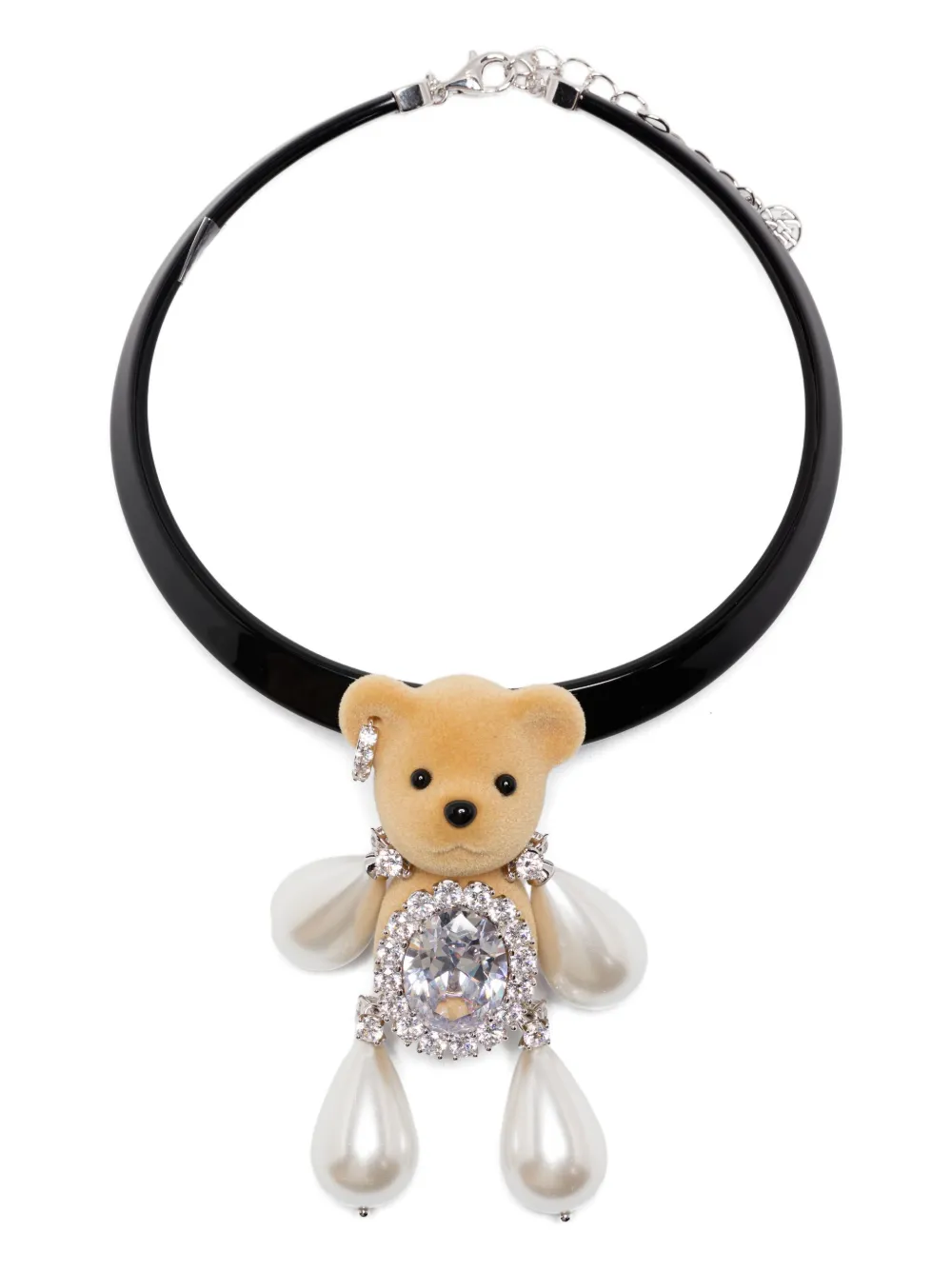 Yvmin Embellished Teddy-bear Necklace In Silver