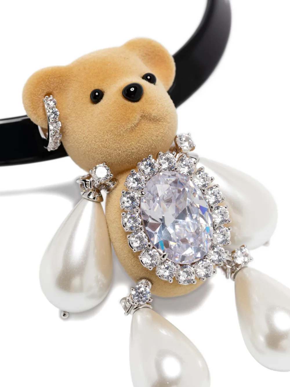 Yvmin Embellished Teddy-bear Necklace In Black